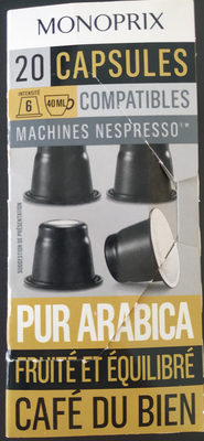 Capsules de café pur arabica fruité et équilibré