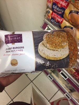 Pain burger aux 3 graines front packaging