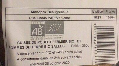 Cuisse de poulet et pomme de terre bio front packaging