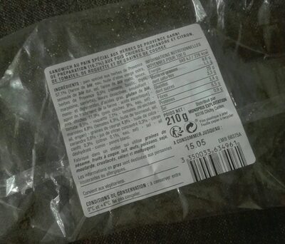 Sandwich houmous citrons confits