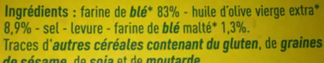 Gressins nature ingredients label