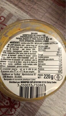 Salade carottes, quinoa, epautre front packaging