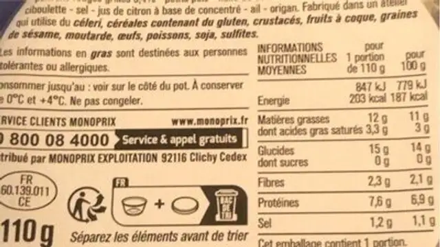 Salade de quinoa fromage halloumi pouvron rouge grillé nutrition facts table