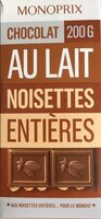 Chocolat au lait noisettes entières