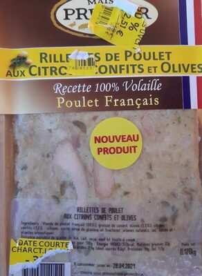 Rillettes de poulet aux citrons confits et olives