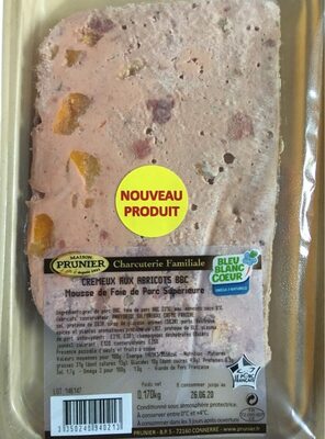 Cremeux aux abricots. Mousse de foie front packaging