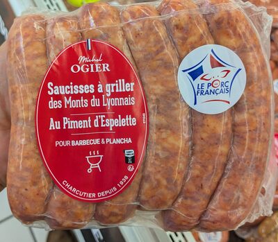 Saucisses à griller des Monts du Lyonnais au Piment d'Espelette front packaging