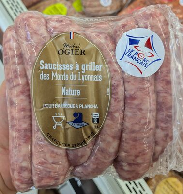 Saucisses à griller des Monts du Lyonnais Nature front packaging