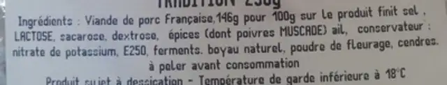 Tradition qualité supérieure ingredients label