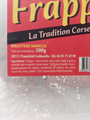 frappes tradition Corse ingredients label