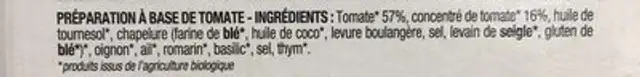 Caviar de tomate bio ingredients label