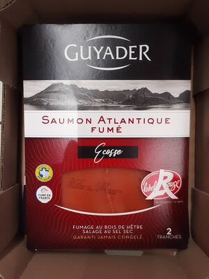 Guyader Saumon Atlantique fumé Ecosse Label Rouge la barquette de 2 tranches 80 g
