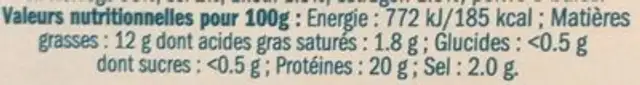 Saumon fumé mi-cuit nutrition facts table