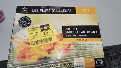 Poulet sauce aigre douce & son riz basmati front packaging
