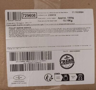 Poulet mariné émincé