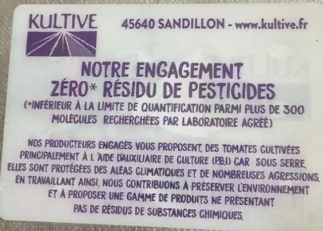 Tomates cerises rondes ingredients label