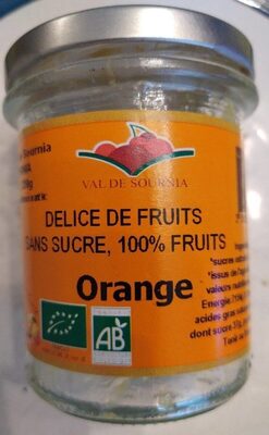 Délice de fruits sans sucre 100% fruits - Orange front packaging