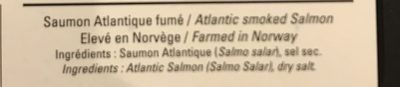 Saumon fumé ingredients label