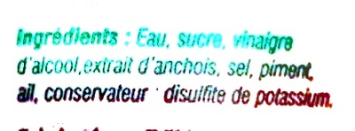 Sauce nems ingredients label