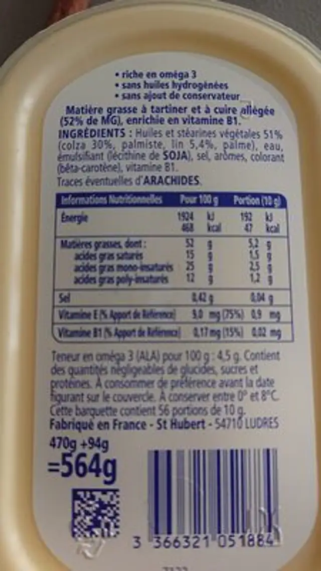 St Hubert Omega 3 ingredients label