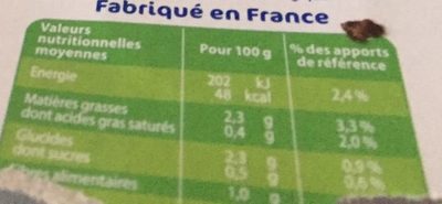 Les Petits Plaisirs Soja Nature nutrition facts table