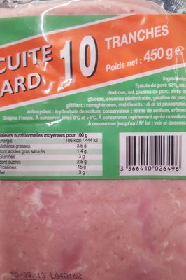 Epaule Cuite 10tranche ingredients label