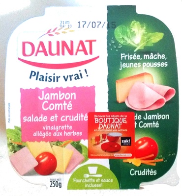 Jambon Comté salade et crudité vinaigrette allégée aux herbes front packaging