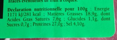 Plateau campagnard nutrition facts table