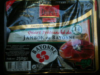 Quart prétranché de jambon de bayonne