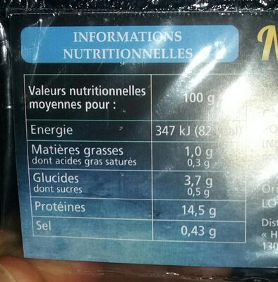 Noix de Saint-Jacques nutrition facts table