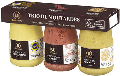 Trio de moutardes assorties : Bourgogne IGP, cassis, noix