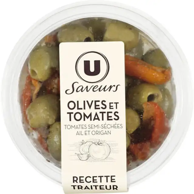 Olives et tomates semi séchées 150g front packaging