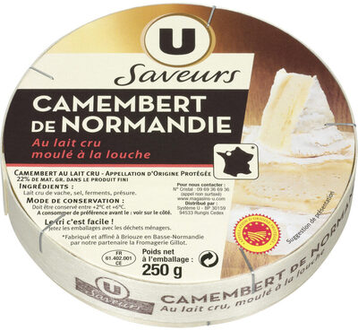Camembert de Normandie AOP au lait cru 22%MG, 250g