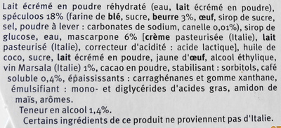 Tiramisu aux spéculoos 2x100g ingredients label