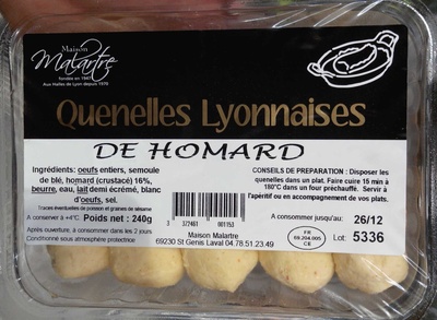 Quenelles lyonnaises de homard front packaging