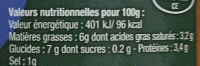 Bisque de homard nutrition facts table