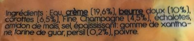 Sauce à la fine champagne ingredients label