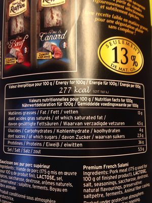 Saucisson excellence des saveurs