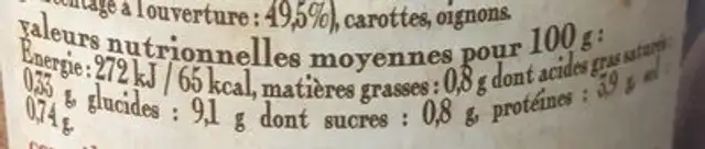 Lentilles vertes cuisinées à la graisse d'oie ingredients label