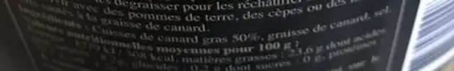 Confit de Canard 4 à 5 cuisses ingredients label