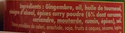 Pâte pour curry ingredients label