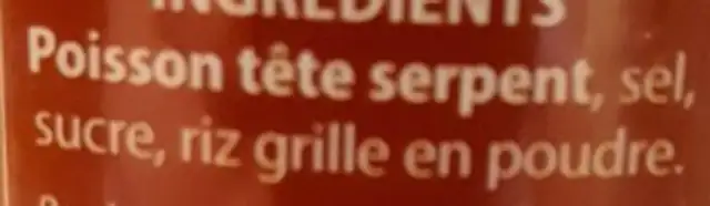 Poisson Tête Serpent en Saumure ingredients label