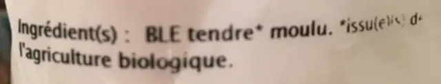 Farine de Blé Pâtissière Type 55 ingredients label
