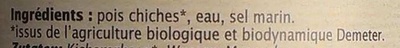 Pois chiches au naturel ingredients label