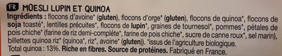 Müesli Lupin & Quinoa ingredients label