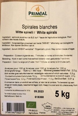 Pate spirales blanches