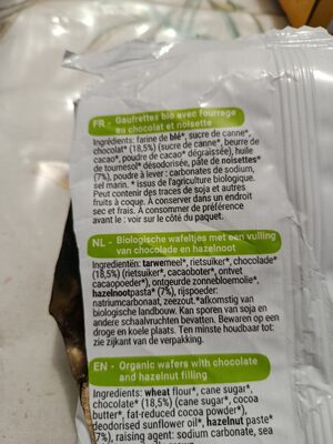 Gaufrettes choco noisettes ingredients label