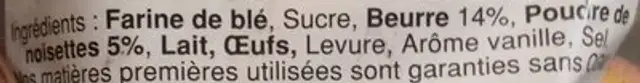 Croq'en Auvergne aux Noisettes ingredients label
