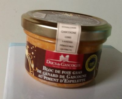 Bloc de foie gras de Gascogne au piment d'Espelette front packaging