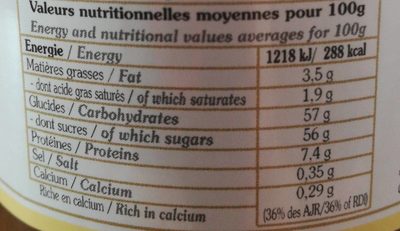 Confiture de lait nutrition facts table